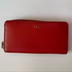 Beautiful Red Lauren Ralph Lauren Textured Saffiano Leather Wallet